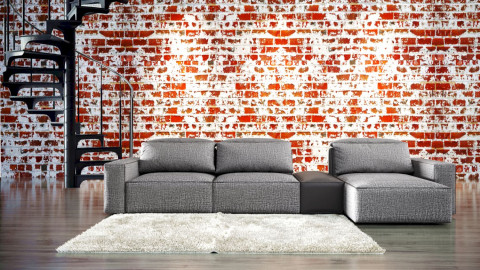 Диван трехместный Teddy/Тедди нераскладной с модулем из кожи